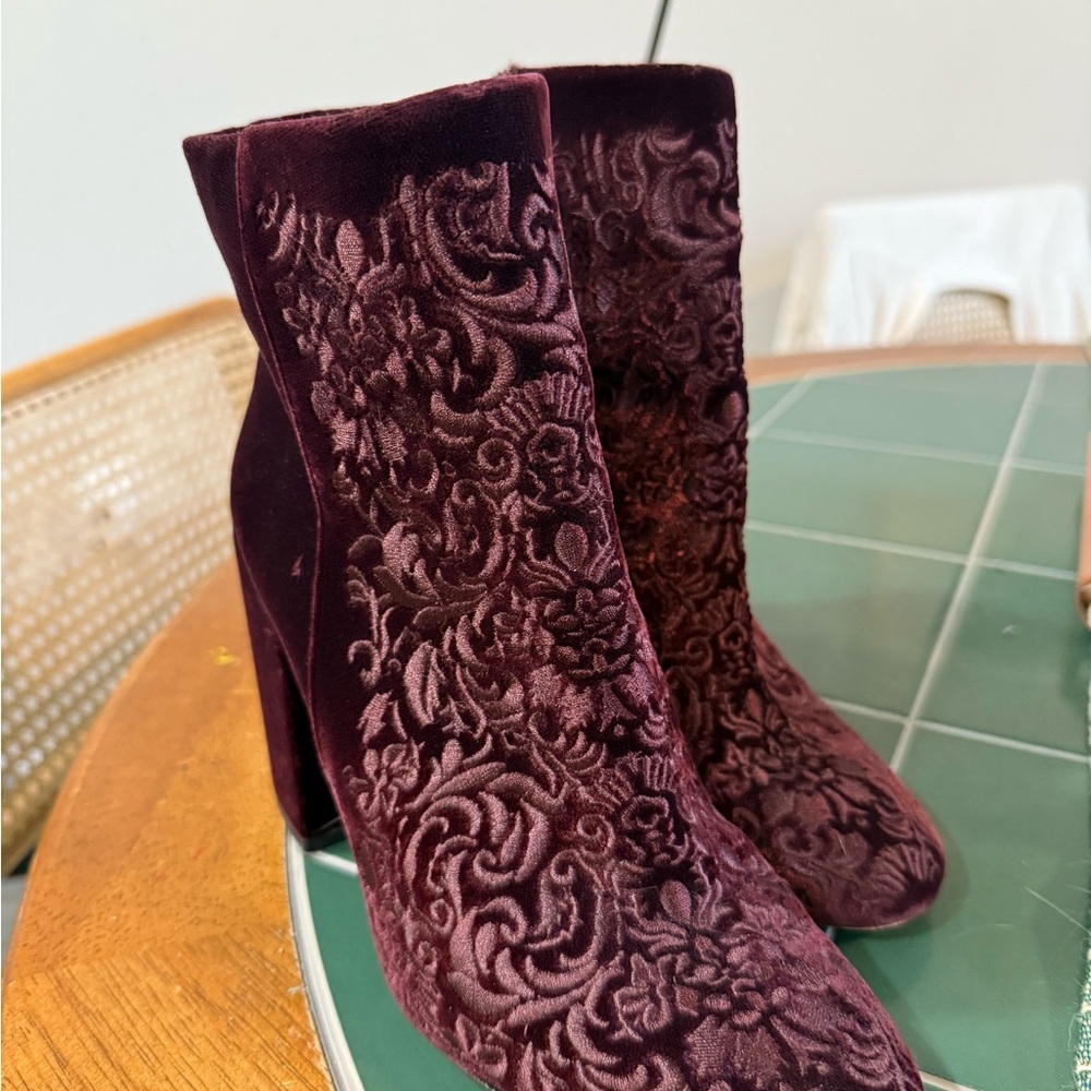 Jessica Simpson Burgundy Velvet Heeled Boots